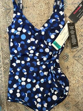 Blue Bubble Print One-Piece Swimsuit women